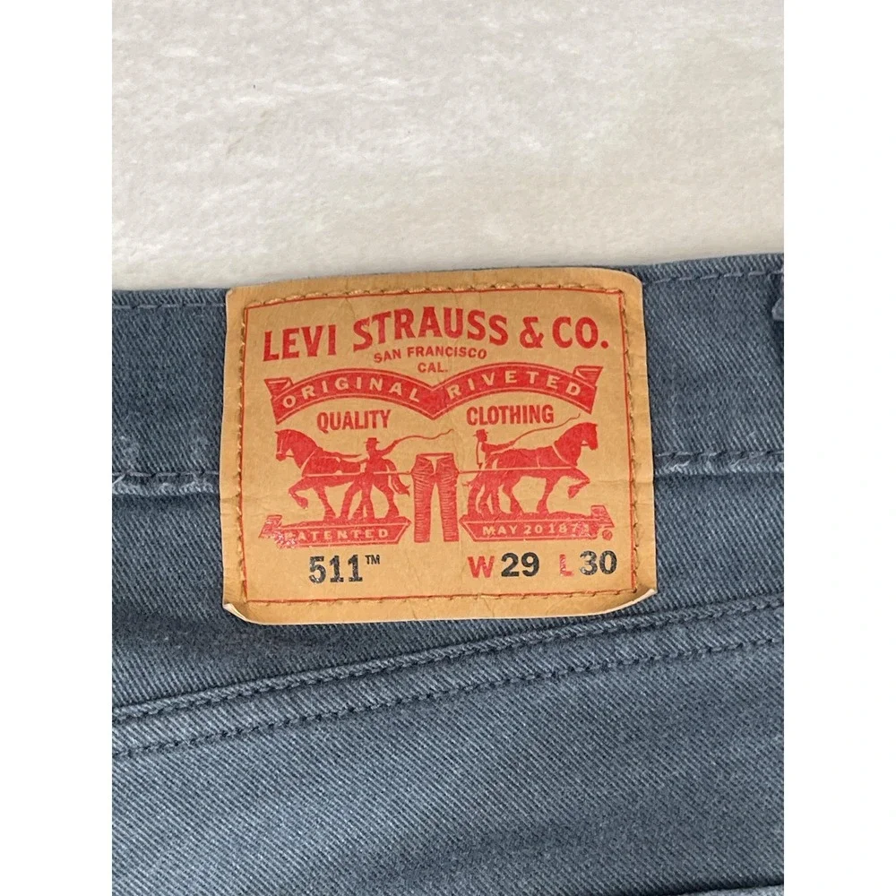 Levis 511 Jeans Mens 29x30 Gray Slim Fit Stretch‎ Straight Leg Denim Pants